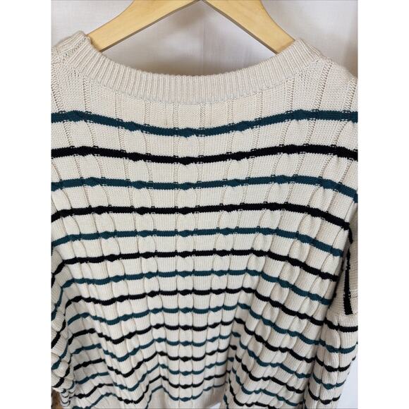 NWT Apricot Ivory Striped Long Sleeve Cropped Cable Knit Sweater #1405 Size XXL - Picture 6 of 7